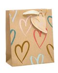 UK Greetings Medium Gift Bag for Her/Friend - For Birthdays, Christmas, New Year & Other Events - Kraft Hearts Design