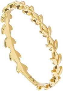 BRENNMORE Solid 14k Gold Rings for Women, Dainty Stackable Rings, Unique Vine Wedding Band, Thin Gold Band Ring, Womens Jewelry Rings, Real Handmade Stacking Ring Size 5 (Vine, 5)