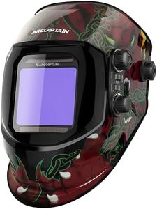 ARCCAPTAIN 3.94"X3.66" Large Viewing Screen Welding Helmet True Color Auto Darkening Solar Powered 4 Arc Sensor Welding Hood, Wide Shade 4-5/5-9/9-13 for ARC TIG MIG Welding Mask(Wolf Design)