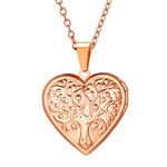 U7 TE AMO Locket Necklace Women Girls Rose Gold Jewelry Heart Shaped Memorial Photo Locket Pendant with Chain 20 Inch