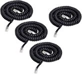 SHONCO Telephone Handset Cable Cord, 4 Pack 6Ft Modular Coiled Landline Telephone Handset Cord RJ9 (Black)