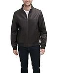 Tommy Hilfiger mens Bomber Faux Leather Jackets, Dark Brown, Large Tall US