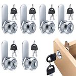 6pcs Cabinet Cam Lock Set,Toolbox Lock Replacement Set Keyed Alike,Letter Box Locks,Drawer and Cabinet,Cabinet Lock Cylinder,Furniture Lock with 2 Keys Cam Lock in DIY