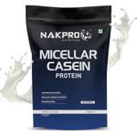 NAKPRO 100% Micellar Casein Protein Supplement | 28.80g Protein, 12.10g EAAs, 5.48g BCAA | Slow Absorbing Micellar Casein Protein Powder (Unflavoured, 1 Kg)