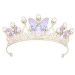 Jodsen Crystal Tiara for Girls Women,Princess Crown Headband,Handmade Butterfly Flower Pearl Tiaras,Hair Accessories Wedding Proms Pageants Bridal Costume Party Gifts, (SF-LY-088)