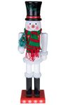 Snowman Nutcracker by Clever Creations | Black Top Hat and Red & Green Scarf with Miniature Christmas Tree | Collectible Wooden Holiday Nutcracker | Festive Holiday Decor | 100% Wood | 15" Tall