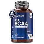 BCAA Tablet 2000mg Per Serving - 180 Protein Tablets (3 Months Supply) - 2:1:1 Branched Chain Amino Acids Tablets with Vitamin B12 & B6 - BCAA Powder Alternative - Pre Workout Supplement for Energy