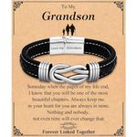 TEVOP Grandson Gifts, Engraved Leather Bracelet Grandson Gifts for Teenage Boys, Grandson Birthday Christmas Graduation Gifts for Boys