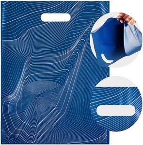 Rainbows & Lilies 100 Plastic Bags with Handles - 12"W x 15"H Thick Reusable Bulk Bags for Merchandise, T-Shirts, Gifts, Products, Small Business, Boutique Retail Shopping, Goodie Party Favors (Blue)