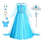 Foierp Elsa Dress Up for Girls Frozen Costume with Accessories Set Princess Dress Up for Kids Fancy Dress for Halloween Cosplay Party…