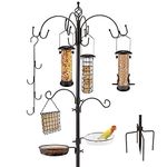 Deluxe Bird Feeding Station Kit Bird Feeder Pole Bird Feeder Hanging Kit Multi Feeder Hanging with Metal Suet Feeder Bird Bath Mesh Tray for Attracting Wild Birds and Planter Hanger