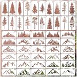 Mountain Stencils for Painting on Wood Burning Patterns Pine Tree Stencils Nature Stencil Christmas Tree Paint Template on Art Craft Canvas Wall Fabric Rock (50 Mountain)