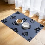 APXEL Pet Feeding Mat 40x60cm, Absorbent Dog Placemat for Food and Water Bowl, Rubber Backing Waterproof No Stains Quick Dry Non Slip Cat Food Bowl Mats, Multiple Paws (Blue)