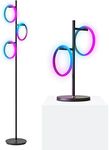 Brightech Saturn Modern Color Changing Floor Lamp bundled with Brightech Saturn Modern Color Changing Table Lamp - Desk Tree LED Lamp Perfect for Living Room Decor - Beautiful RGB Color Gradient and 2