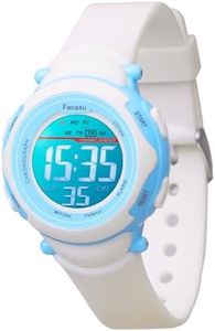 Facasu Kids Digital Watch for Girls Boys,Children's Waterproof Colorful Light UP Outdoor Sport Watch with Stopwatch Alarm-Kids Gifts for Girls Boys (White)