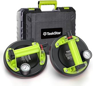 Taskstar Glass Suction Cups to Lift Large Glass: 8" Tile Suction Cup Tool w/Pressure Gauge, 450 LBS Max Load, Heavy Duty Vacuum Lifter for Contractor/Tiler/Stone Installer/DIYer