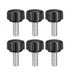 sourcing map 6pcs Knurled Clamping Knobs M5 x 15mm Metric Zinc Plated Carbon Steel Male Thread Thumb Screw on Type 16mm Plastic Round Head Threaded Hand Bolt Stud Knobs Black