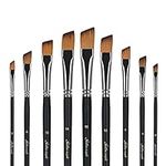 Angular Paint Brush, 9PC Oblique Tip Nylon Hair Angled Paint Brushes Set Art Artist Professional Painting Supplies for Acrylic, Watercolor, Gouache and Oil Painting