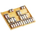 SpaceAid Bamboo Spice Drawer Organizer, (Need 3" Deep Drawer) Expandable 4 Tier Spices Rack for Cabinet, Kitchen Seasoning Storage Insert (Jars Not Included, From 12" to 23" Wide)