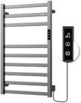 Z&Zhanle Electric Heated Towel Rack Heater，Wall Mounted & Freestanding Towel Warmer Rack for Bathrooms, Electric Towel Drying Rack with Timer，Plug-in/Hard-Wired/Right-Side/Left-Side，Gunmetal Grey