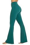 Sunzel Flare Leggings, Crossover Yoga Pants with Tummy Control, High Waisted and Wide Leg, No Front Seam Jasper Green Medium