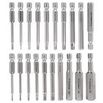 K Kwokker 20 x Allen Key Bit Set Hex Wrench Magnetic Screwdrivers 2.3" Long 1/4" Diameter Quick Release Extension Bit Holder Set for Assembling Furniture (10pc Metric & 10pc SAE）