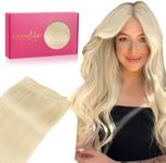 WENNALIFE Sew in Hair Extensions Real Human Hair, 24 Inch 120g Platinum Blonde Machine Weft Hair Extensions Human Hair Hand Tied Weft Hair Extensions Sew In