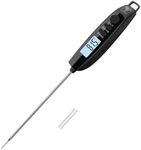 DOQAUS Digital Meat Thermometer, Instant Read Food Thermometer for Cooking Kitchen Candy with Super Long Probe for Turkey Water Grill Smoker Oil Deep Fry - Black