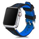 Compatible with Apple Watch Bands 41mm/40mm/38mm 49mm/45mm/44mm/42mm Quick Release Divers Model Silicone Replacement Rubber Watch Strap for iWatch Series 9/8/7/6/5/4/3 Ultra/SE Sport Bicolor for Men and Women (Blue, 49mm/45mm/44mm/42mm)