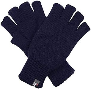 DENTS 3M THINSULATE Polar Fleece Fingerless Gloves Warm Knitted Insulation (Navy)