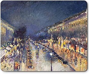 Mouse Pad with Art Design, Gel Mouse Pad for PC, Computer and Laptop, Rubber Base Medium Non-Slip Waterproof Smooth Surface (The Boulevard Montmartre at Night by Camille Pissarro)