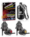 Motorcycle Ear Plugs Wind Noise Reduction 2 Pairs, Prevent Hearing Damage Motorbike Earplugs - Traffic Still Audible, Comfy Reusable Earbuds for Motorsports, Touring, Racing, Work, Biker, Size M