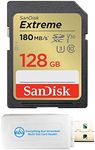 SanDisk Extreme 128GB SD Memory Card Works with Sony Alpha a7C, a6600, a6100, a6400 Mirrorless Camera (SDSDXVA-128G-GNCIN) U3 SDXC UHS-I Bundle with (1) Everything But Stromboli Micro & SD Card Reader