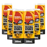 Original Source Mens 3in1 Mango & Orange Peel Shower Gel, 100 Percent Natural Fragrance, Vegan, Cruelty Free, Paraben Free, Bulk Buy, Pack of 6 x 500 ml