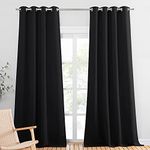 PONY DANCE Thermal Blackout Curtains - Energy Saving Top Ring Blackout Curtain Panels for Room Darkening Solid Window Drapes for Home Decoration, 2 Panels, 55" Width by 96 in Length, Black