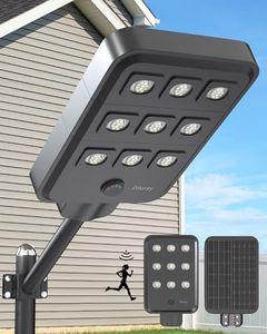 Ofuray Of-9600W Solar Street Lights Outdoor,6500K Commercial Dusk to Dawn Flood Light with Motion Sensor, IP67 Waterproof High Power Security Lighting for Parking Lot,Yard