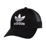 adidas Originals Men's Icon Trucker Structured Precurve Snapback Cap, Black/White/Grey, One size