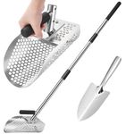 GADFISH Long Handle Sand Scoop, Heavy Duty Stainless Steel Metal Detecting Sand Scoop with Long Handle, Sand Scoop Handheld with Long Steel Handle Pole Design, Ideal for Underwater Treasure Hunting