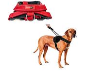 Petlicious & More® Nylon Reflective Stitching Red-Black Dog Harness with Integrated Elastic Padded Handle Short Leash for Dogs (Color - Red, Size XXL Adjustable from 82 cm -118 cm)