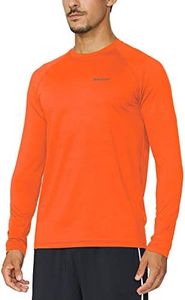 baleaf Men's Long Sleeve Running Shirts Quick Dry Workout Shirts Athletic T-Shirts Lightweight Soft Fishing Tee Tops Orange Size XL