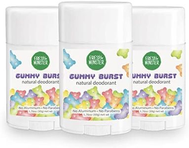 Fresh Monster Natural Deodorant for Kids and Teens I Aluminum-Free, Paraben-Free and Hypoallergenic I Dermatologist Tested I 24-Hour Protection I Gummy Burst I 1.76 oz I 3 Pack