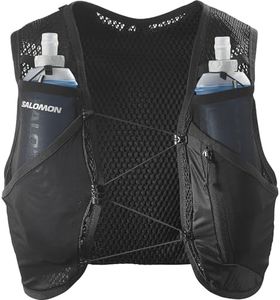 Salomon Active Skin 4 Unisex Running Hydration Vest Hiking Trail with Flasks Included, Precision Fit, 4L, and Optimized Storage, Black, M