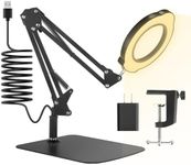 15X Magnifying Glass with Light and Stand 2 Mounting Ways Adjustable Swivel Arm 5-Color Dimmable Bright LED Desk Lamp Magnifier for Hobby Crafts Close Work