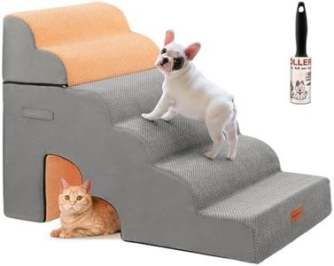 LOOBANI Dog Stairs for High Bed - 30 Inch Height 6 Steps Spliced Dog Steps for Bed, Soft Foam Dog Ramp, Pet Stairs for Small Dog, Older Pets - Orange & Grey 6 Tiers