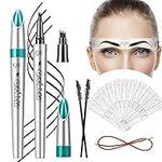 Microblading Eyebrow Pencil, Eyebrow Pencil Set, Eyebrow Pen Set 4 Point Brow Pen, Eyebrow Microblading Pen, Waterproof and Longlasting, Natural Eye brow Stencil, For Makeup Rapid Natural Brow Beginners(DARK BROWN)