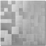 DICOFUN 1-Sheet Peel and Stick Tile Backsplash, Stainless Steel Kitchen Metal Backsplash Tile, Stick on Backsplash for Stove