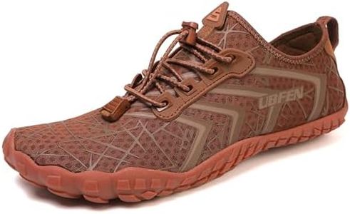 UBFEN Water Shoes Aqua Swim Shoes Mens Womens Beach Sports Quick Dry Barefoot for Boating Fishing Diving Surfing Brown Color Size US 6 Women 5 Men