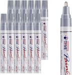 TFIVE Silver Paint Pens Markers - 12 Pack Oil Based Permanent Marker, Medium Tip, Never Fade, Quick Dry, Waterproof Paint Pen for Rocks Painting, Wood, Fabric, Plastic, Canvas, Glass, Metal