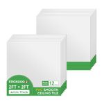 STICKGOO Drop Ceiling Tiles 2ft x 2ft, Waterproof White Panels, Smooth PVC 24 x 24in, Elegance Design Decorative, No Sag and Breakage, Pack of 12