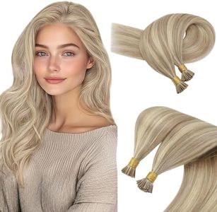 Sunny Hair I Tip Hair Extensions Human Hair Blonde I Tip Hair Extensions Real Human Hair Ash Blonde Highlight Bleach Blonde I Tip Human Hair Extension for Women Itips Shiny 20inch 50g